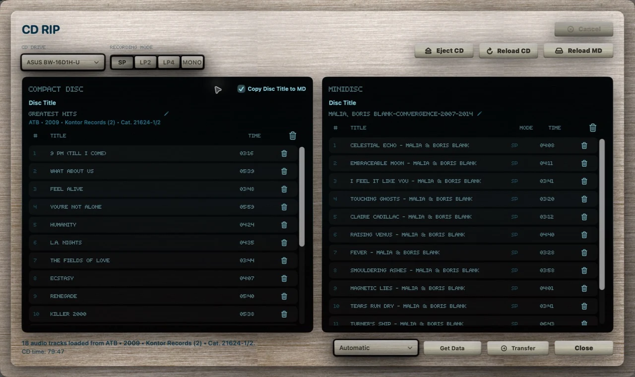 CD RIP with 18 audio tracks
