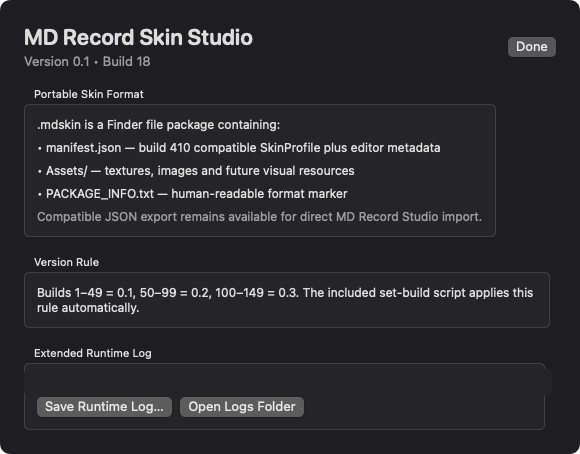 MD Skin Studio settings