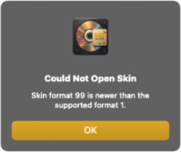 Unsupported skin format warning